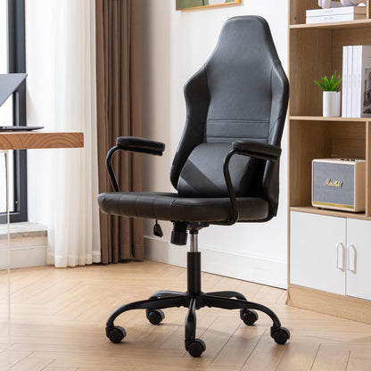 TUKAKA Executive Office Chair, Home Office Desk Chair, High Back Vintage Leather Desk Chair, 360° Swivel Computer Chair, Height Adjustable Tilt Vanity Task Chair for Office, Reading Meeting Room
