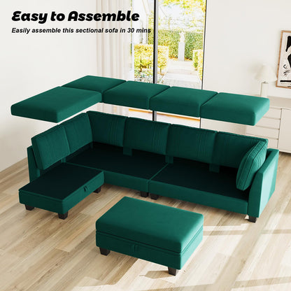 L-Shaped Sectional Sofa with Storage Ottoman