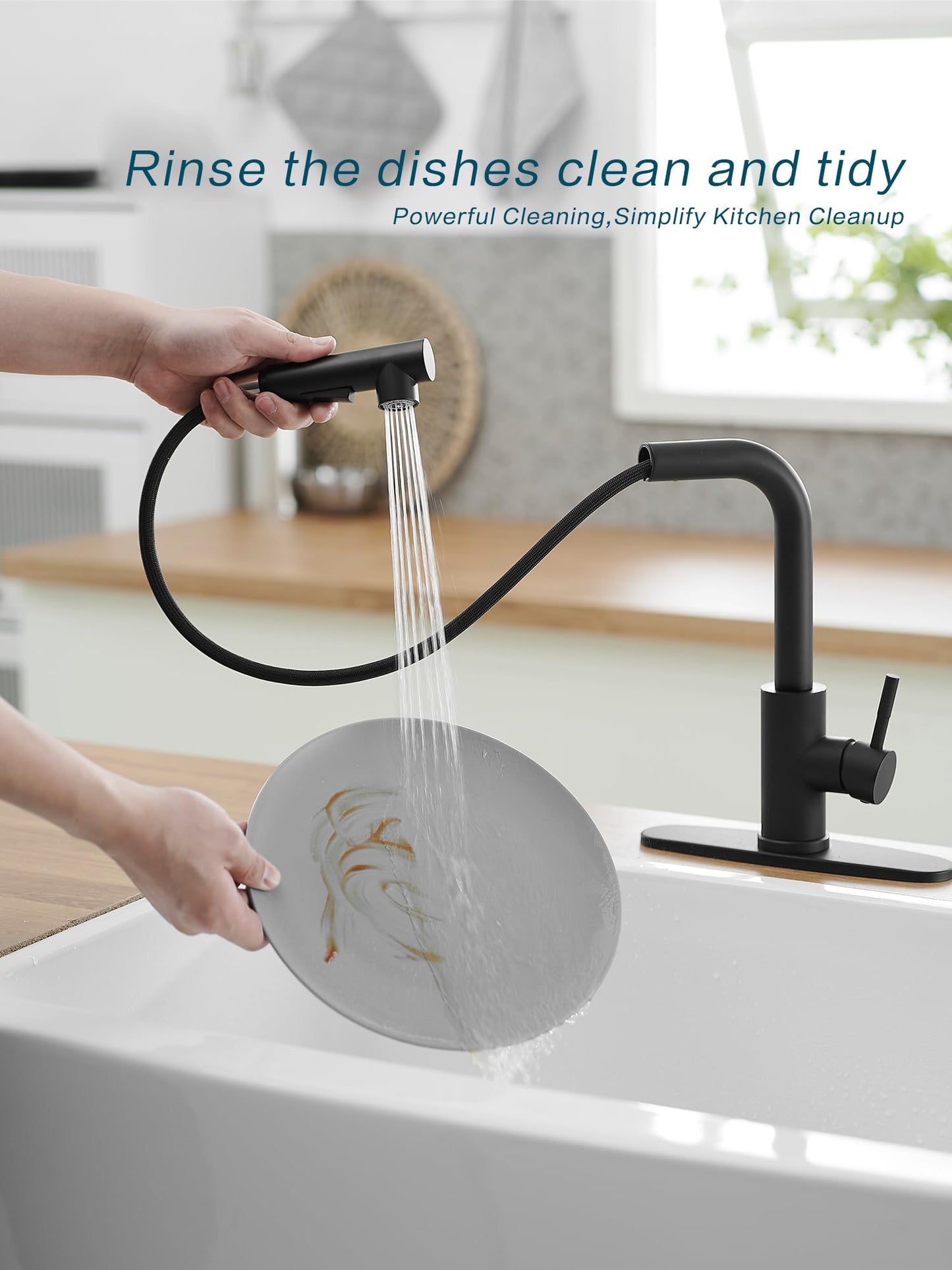 JOOM Black Pull Down Kitchen Faucet with Sprayer