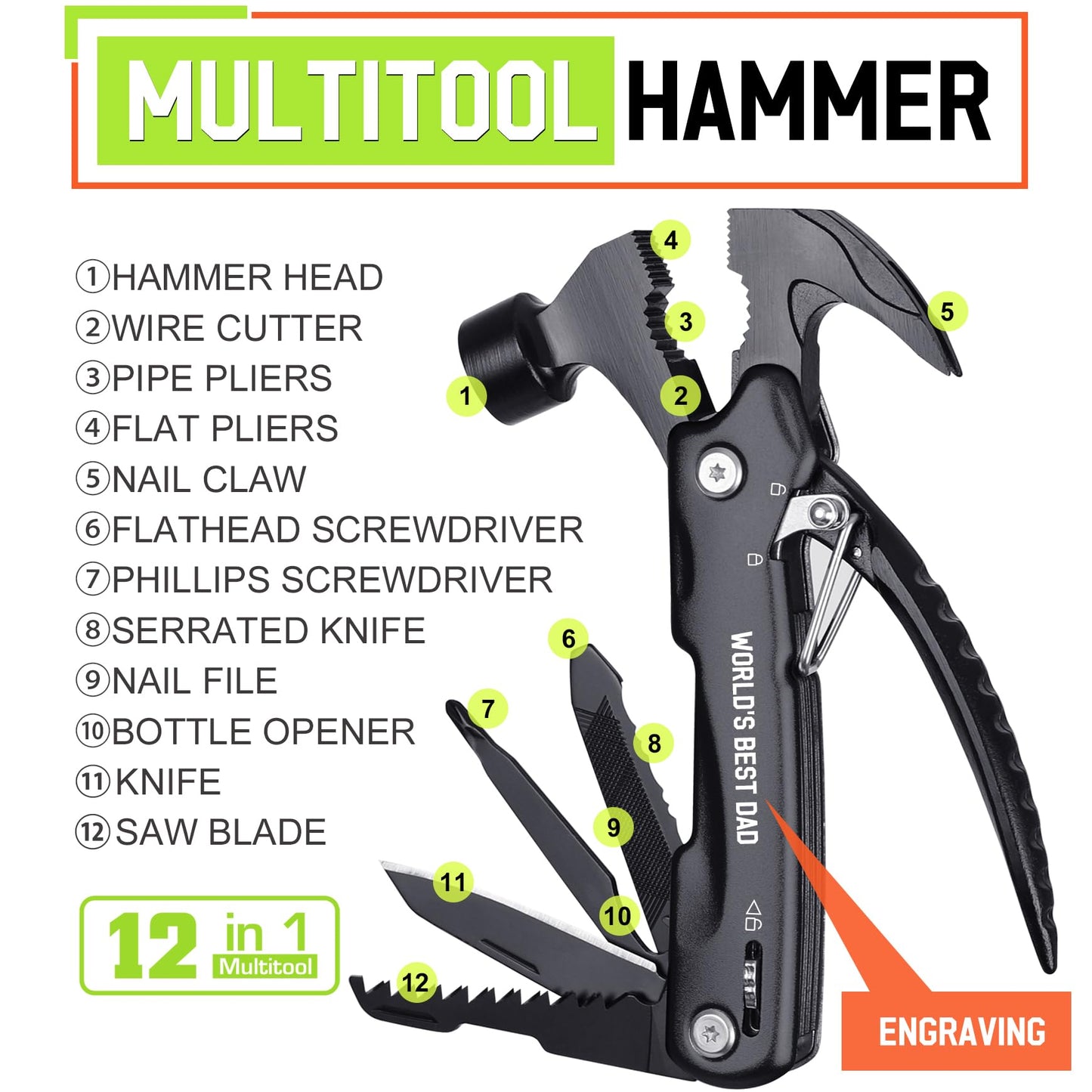 Multitool Hammer Gift for Dad from Daughter
