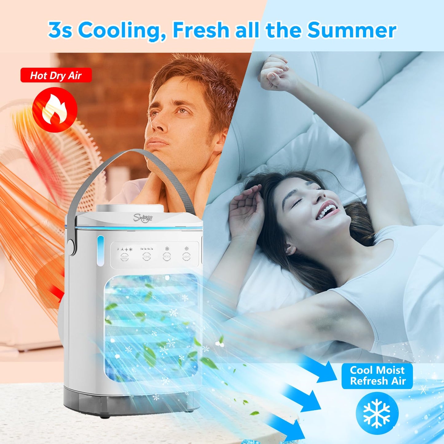 Portable Air Conditioner with 3 Speeds & Timer
