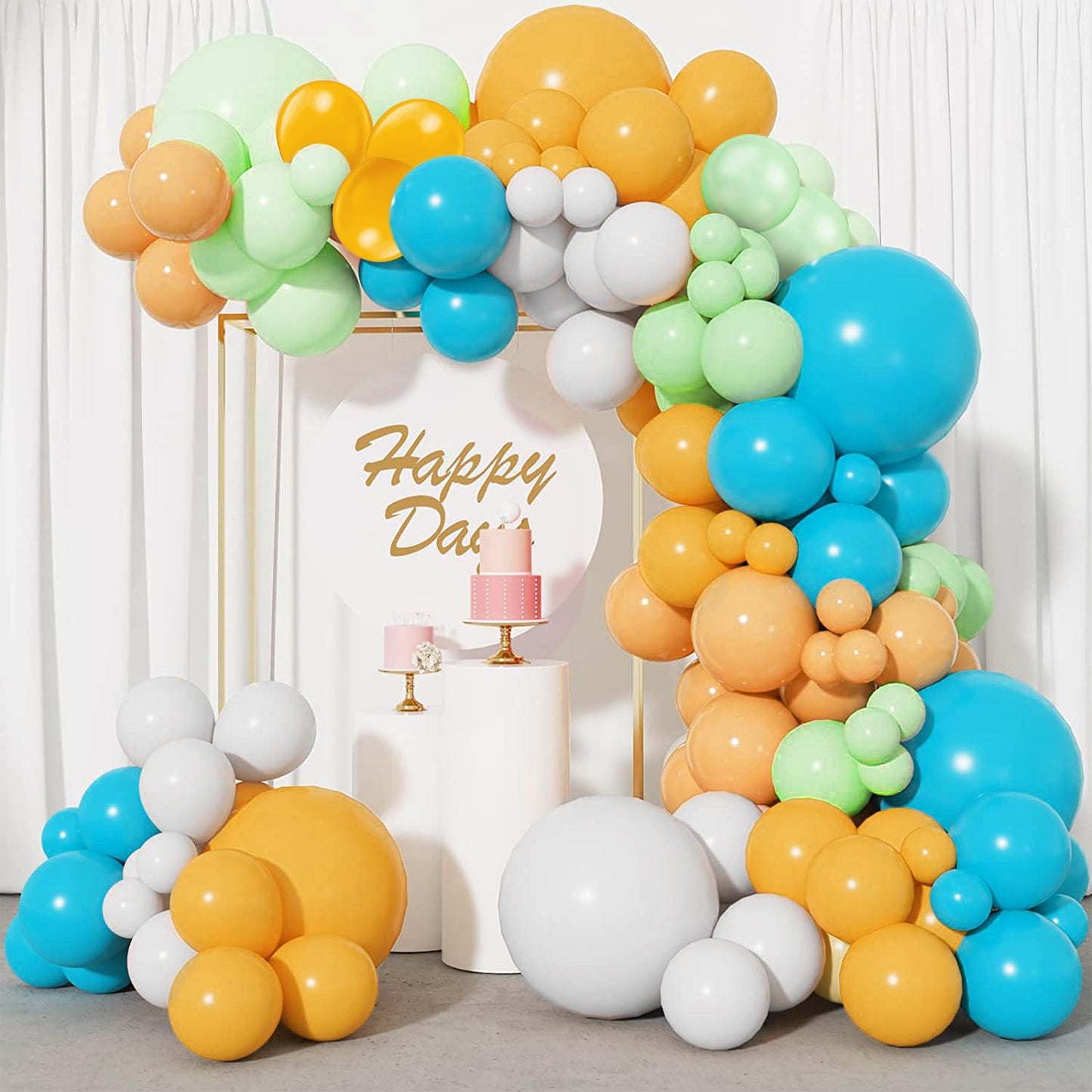 138Pcs Blue Yellow Balloon Arch Kit, Blue Yellow Balloon Garland with Maca Blue Yellow and White Latex Balloons, Blue Yellow Balloon Garland Arch Kit for Birthday Baby Shower Wedding Anniversary Party