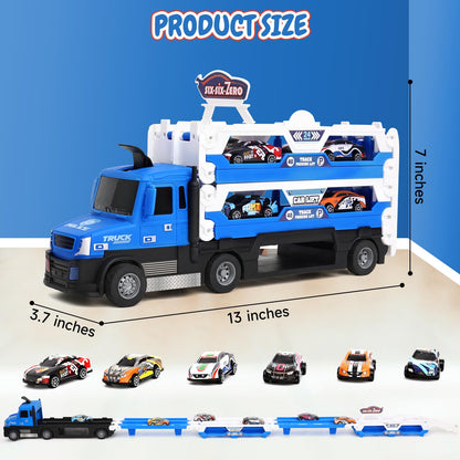 Transporter Truck with Race Track and Cars