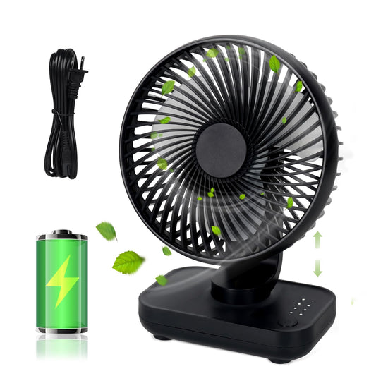 7.3 Inch Desk Fan, 4 Speeds Quiet Portable Table Fan, Strong Airflow, Manual Tilt Adjustment, 4-Level Battery Indicator, 3600mAh Type C Rechargeable for Portable Table Fan Indoor Office Outdoor - Blue