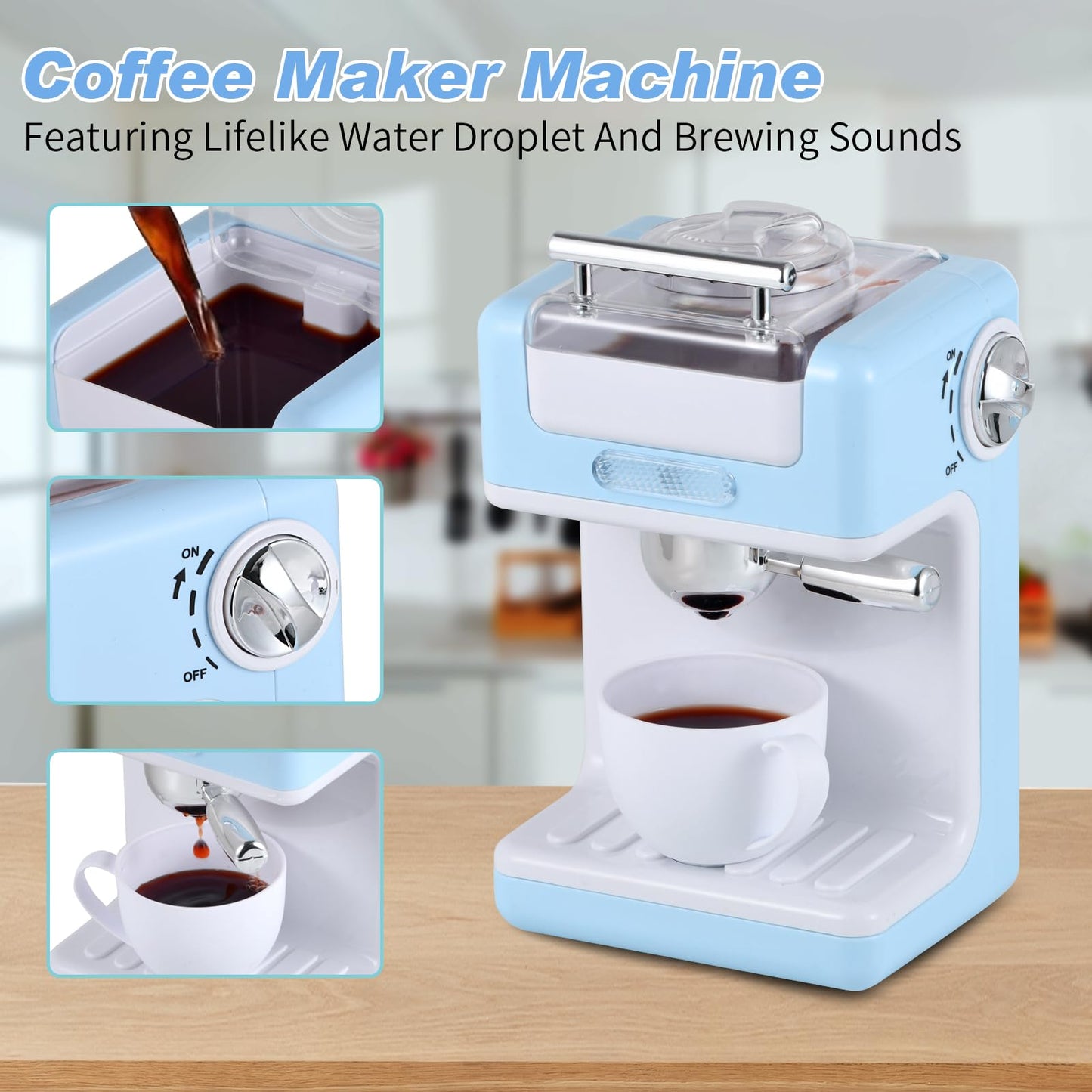 Kids Kitchen Appliances Toy Set with Light & Sound