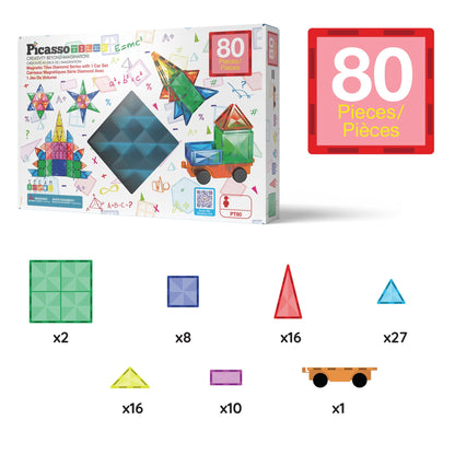 80-Piece PicassoTiles Magnetic Building Set for Kids