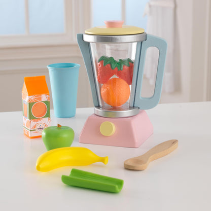 KidKraft Wooden Smoothie Set, 12 Pieces, Pastel Colors, Children's Pretend Food Toy, Gift for Ages 3+