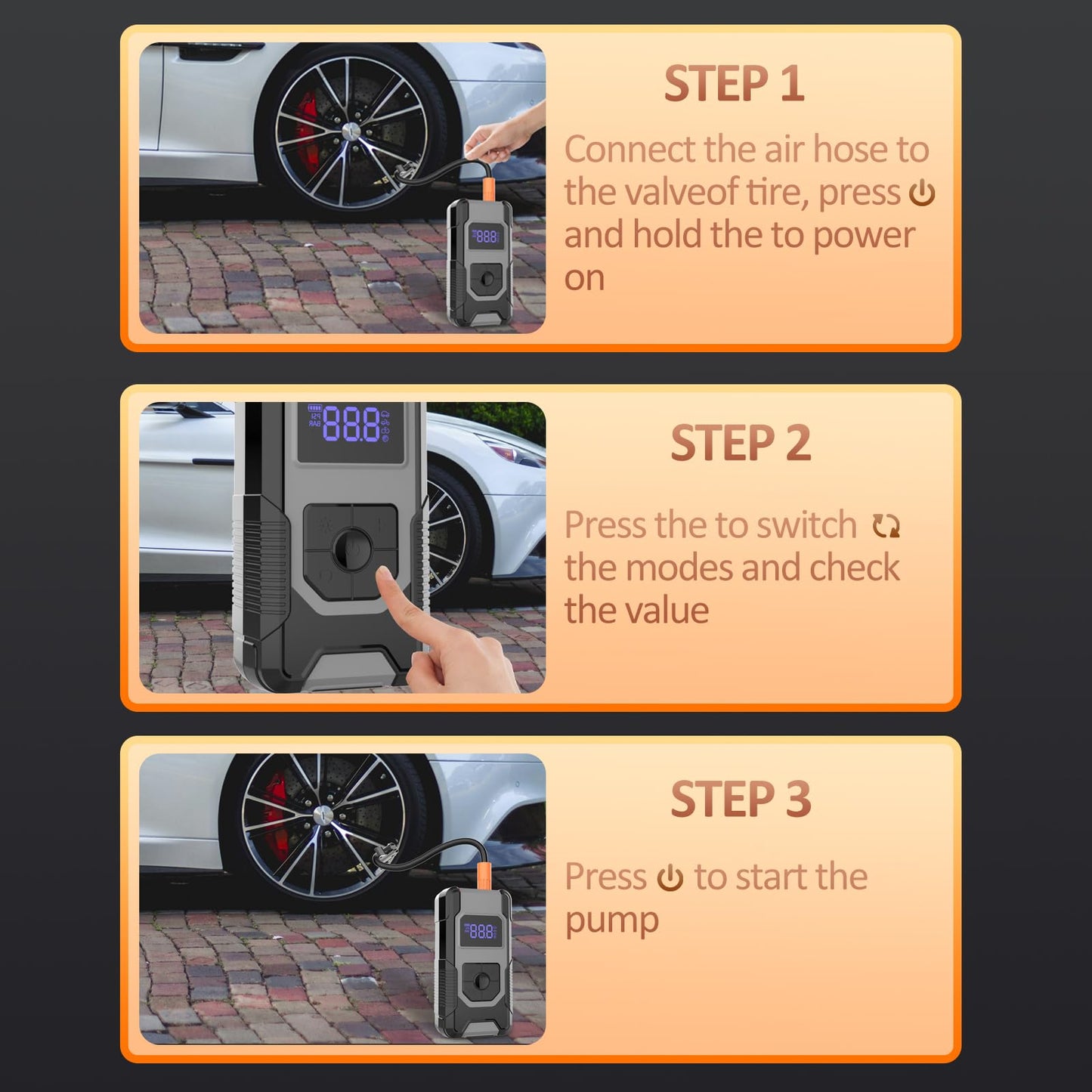 Portable Air Compressor Tire Inflator with Gauge