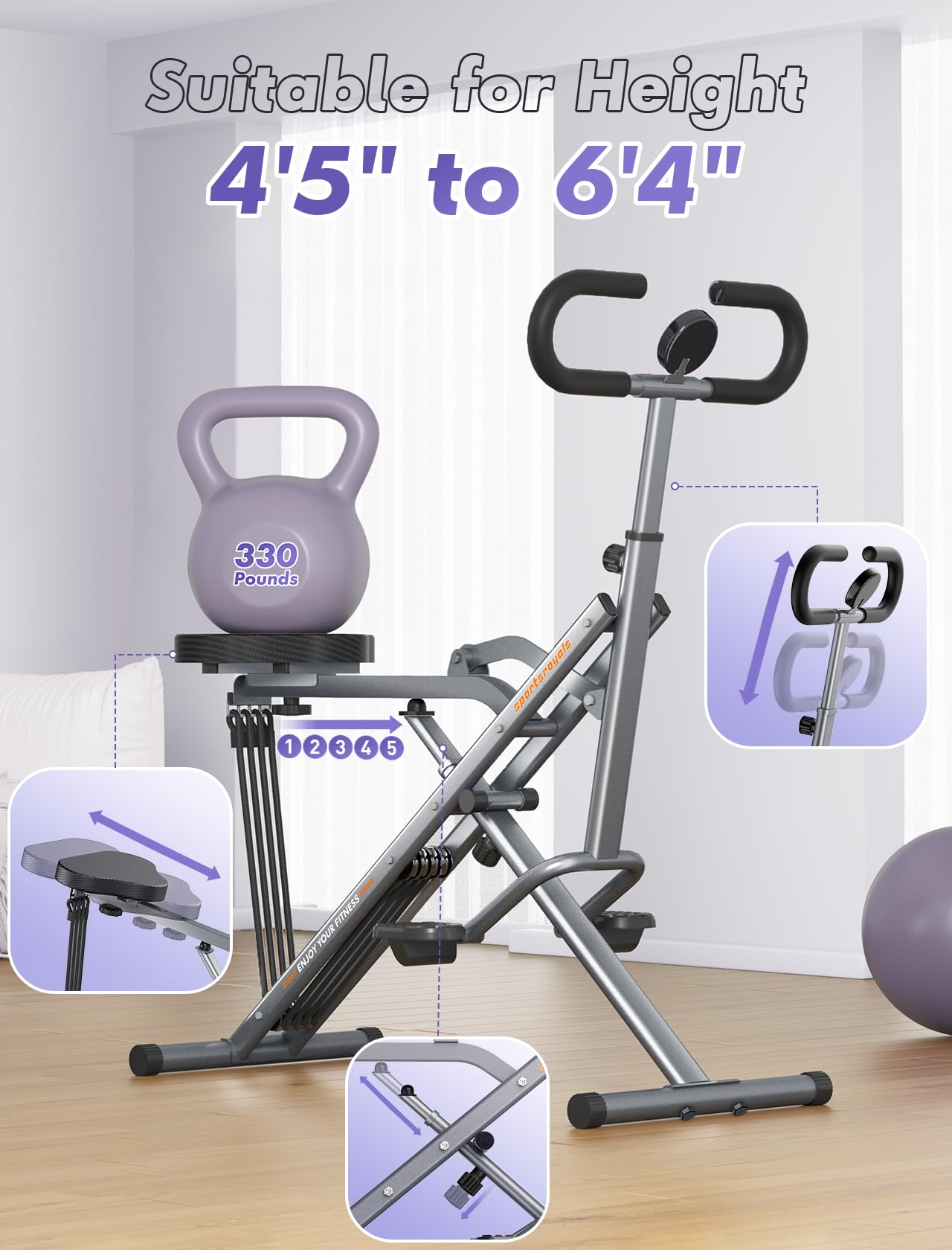 Squat Machine with Resistance Bands for Home Gym