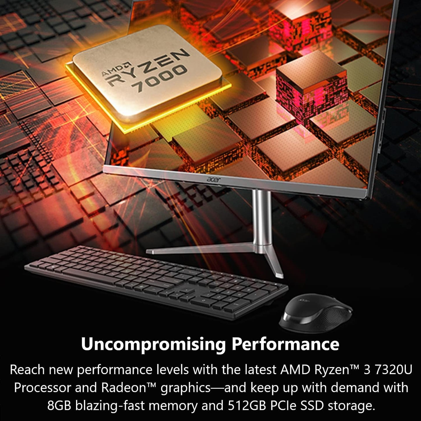 Acer Aspire 23.8" AIO Desktop with Ryzen 3