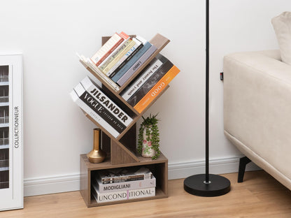 Labcosi 3 Tier Tree Bookshelf, Small Bookshelf with Open Storage Space, Wood Shelf for Storing Books, Book Organizer Shelves for Home Office, Bedroom, Living Room