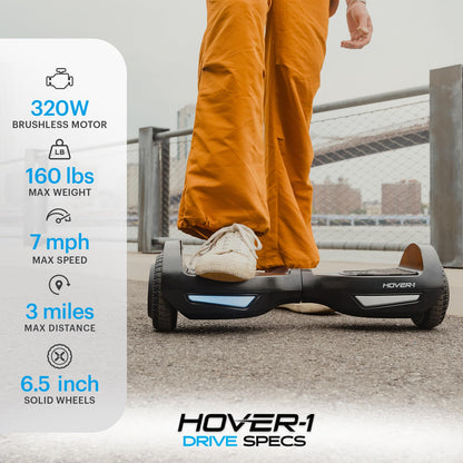 Hover-1 Drive Electric Self Balancing Hoverboard with 7 mph Max Speed, Dual 160W Motors, 3 Mile Range, and 6.5” Wheels Self Balancing Scooter