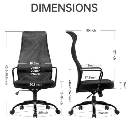 SIHOO M101C Ergonomic Office Chair-High Back Mesh Office Chair, Big and Tall Office Chair Lumbar Support, Comfortable Large Seat Cushion, Computer Desk Chair for Home Office, Black