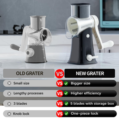 5-in-1 Rotary Cheese Grater with Stainless Blades