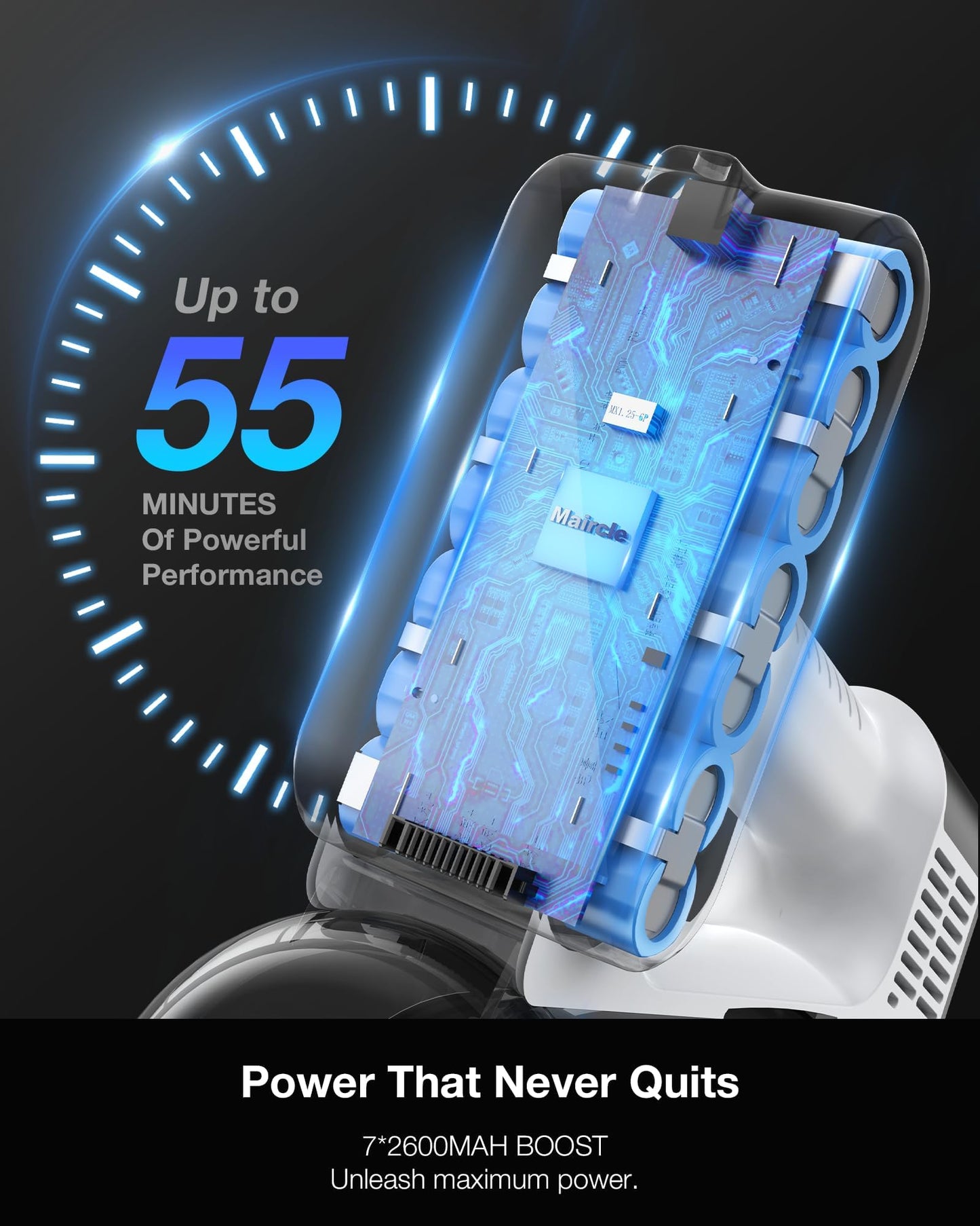 Cordless Stick Vacuum Cleaner with 55min Runtime