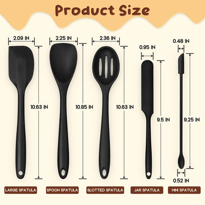 5-Piece Silicone Spatula Set for Cooking & Baking