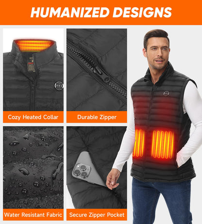 Trefoiled Lightweight Heated Puffer Vest with Battery
