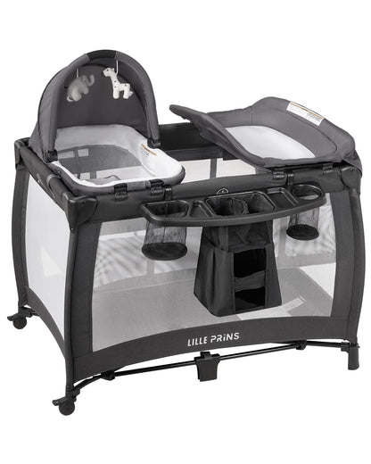 LILLEPRINS 4-in-1 Portable Baby Playpen with Bassinet