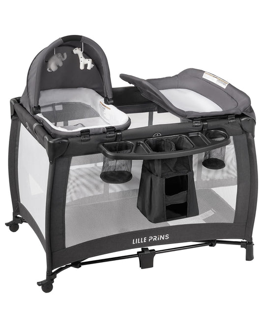LILLEPRINS 4-in-1 Portable Baby Playpen with Bassinet