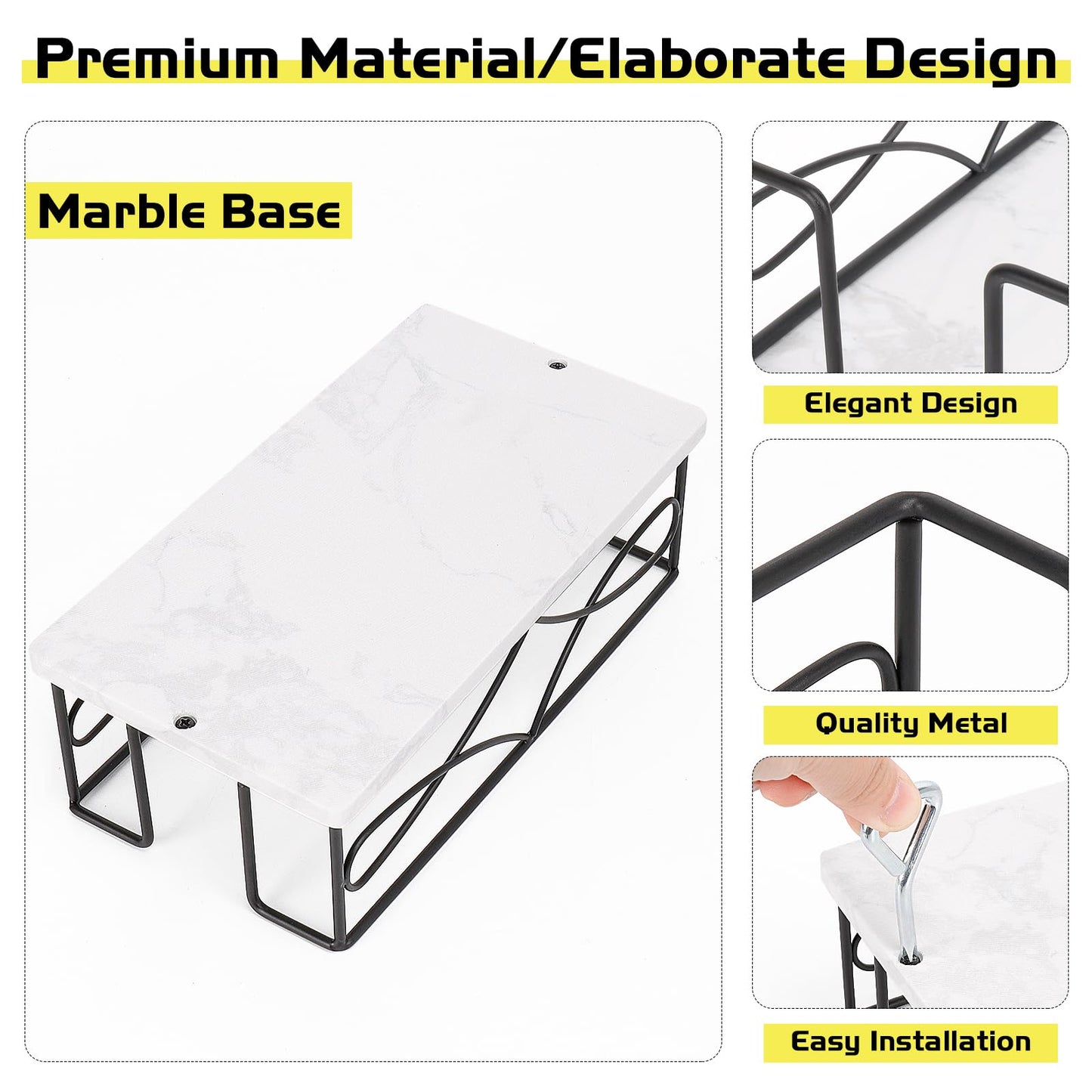 Winmien Napkin Holder with Marble Base, Guest Towel Paper Dispenser for Table, Modern Metal Napkin Stand, Ideal for All Kitchen Bathroom Vanity, Kitchen Decor Accessories (Matte Black, 3.2 Inch)
