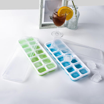 Ice Cube Trays 2PCS Easy-Release 14-Ice Trays with Removable Lid,Ice Trays for Freezer, Silicone Ice Cube Tray for Whiskey and Cocktails and other drinks