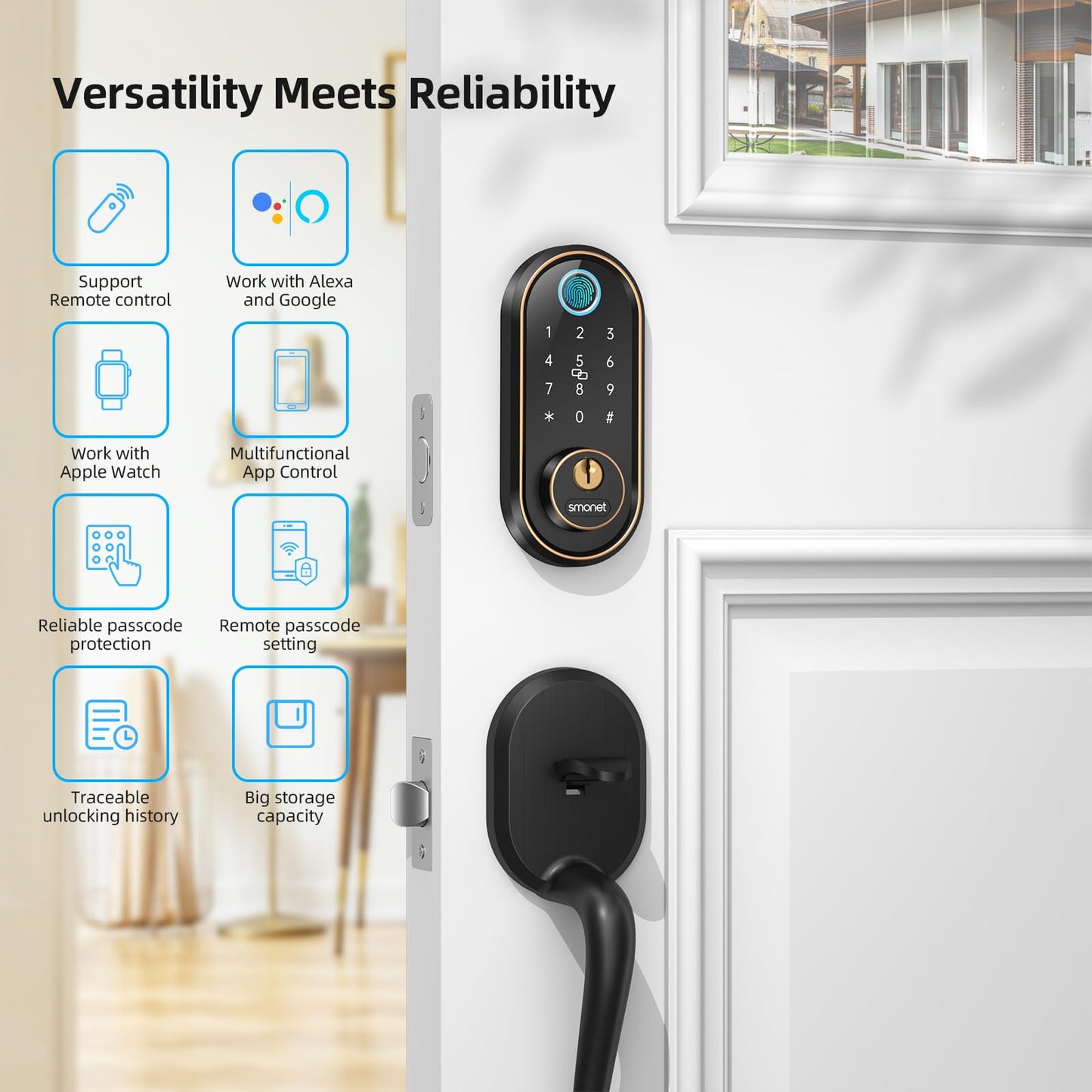 SMONET Smart Keyless Entry Door Lock with Bluetooth