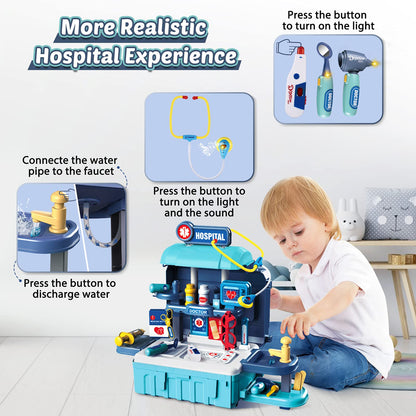 Toy Doctor Kit for Kids: Pretend Play Kids Doctor Set with Electronic Stethoscope Dress Up Doctor Costume Carrying Storage Case - Role Play Toys Medical Kit for Toddlers Boys Girls