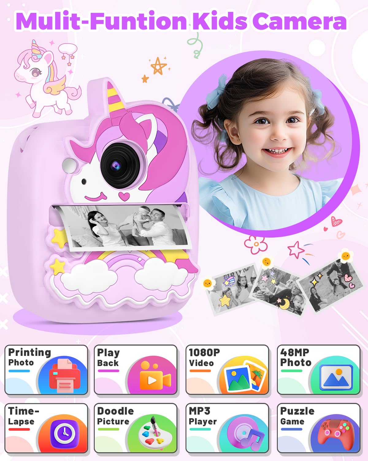 Kids Instant Print Camera for Ages 3-10