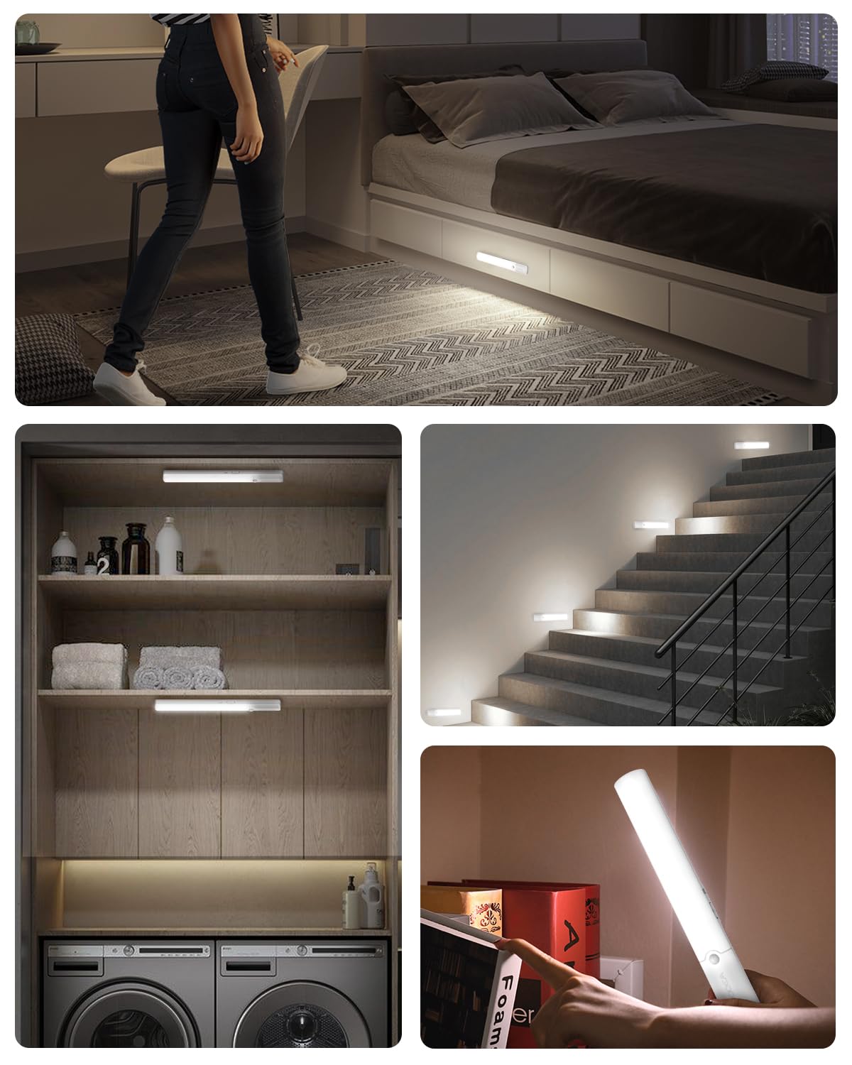 6 Pack LED Motion Sensor Under Cabinet Lights