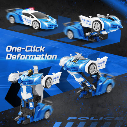 DEERC Remote Control Police Car with Deformation