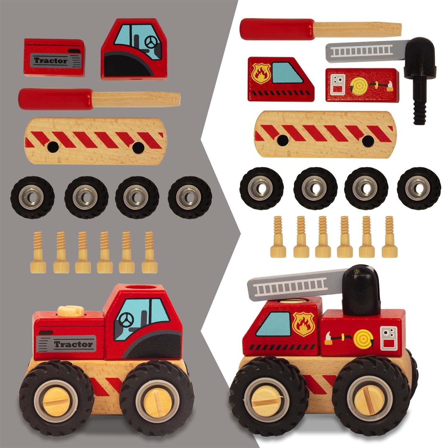 2 Pcs Wooden Construction Vehicles for Toddlers