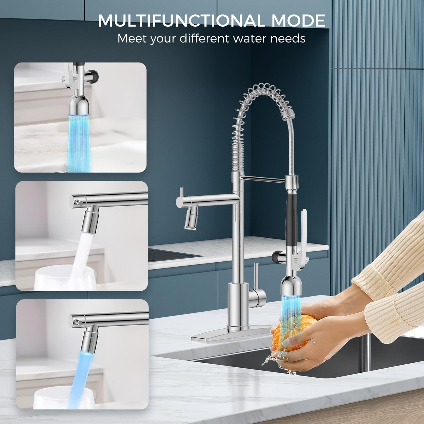 FORIOUS LED Pull Down Kitchen Faucet