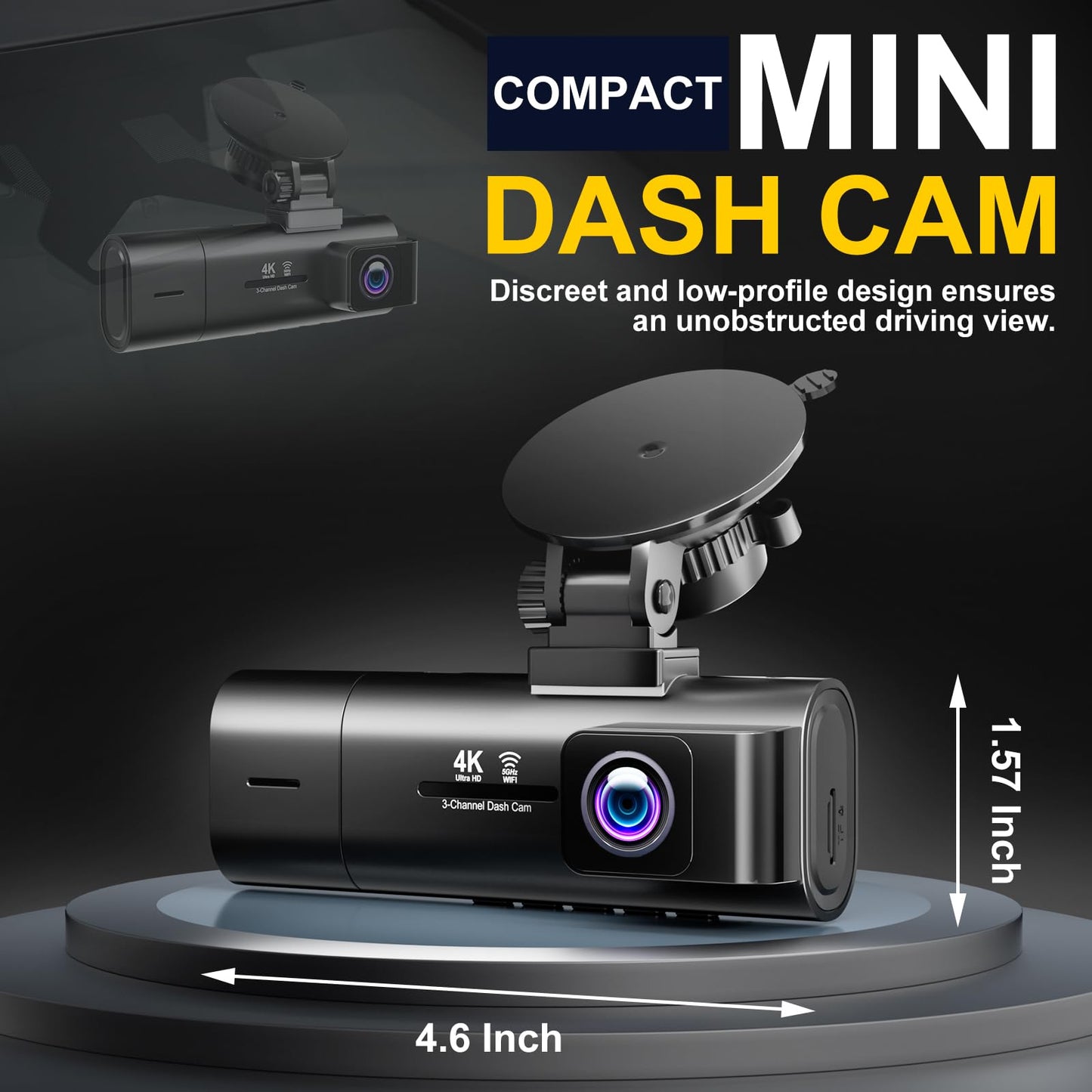 3-Channel Dash Cam with Night Vision