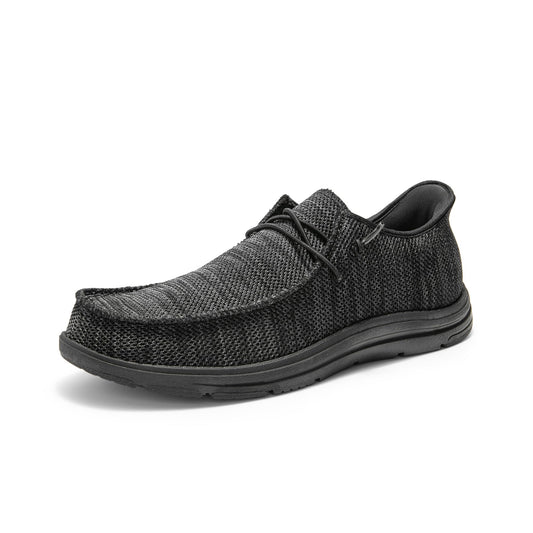 Bruno Marc Hand Free Mens Casual Loafers, Men's Stretch Lace Up Slip On Shoes, Arch Support Non Slip Barefoot Shoes for Men, Comfortable & Light-Weight,Size 9,All Black,SBLS2408M