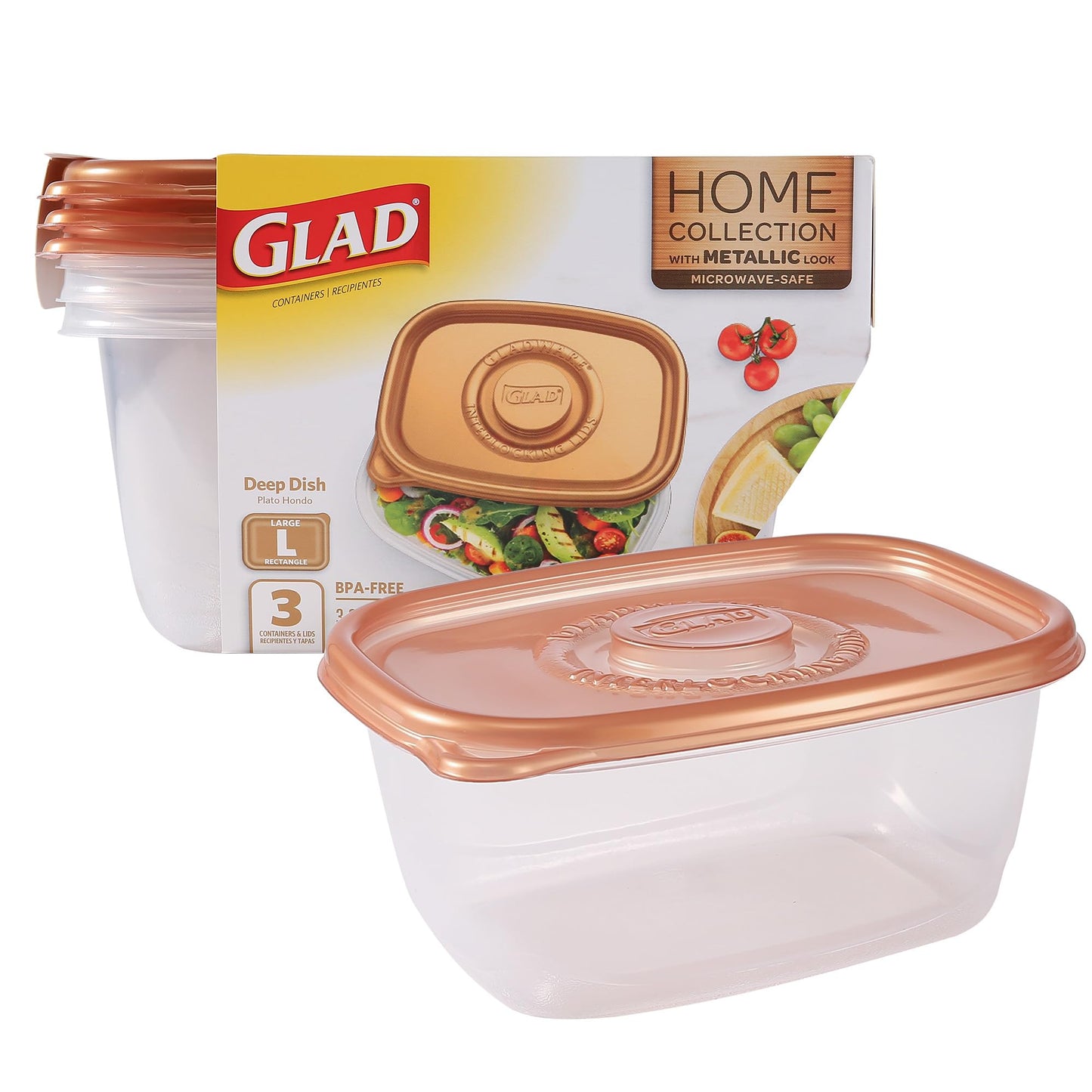 GladWare 3-Count Deep Dish Food Storage Containers
