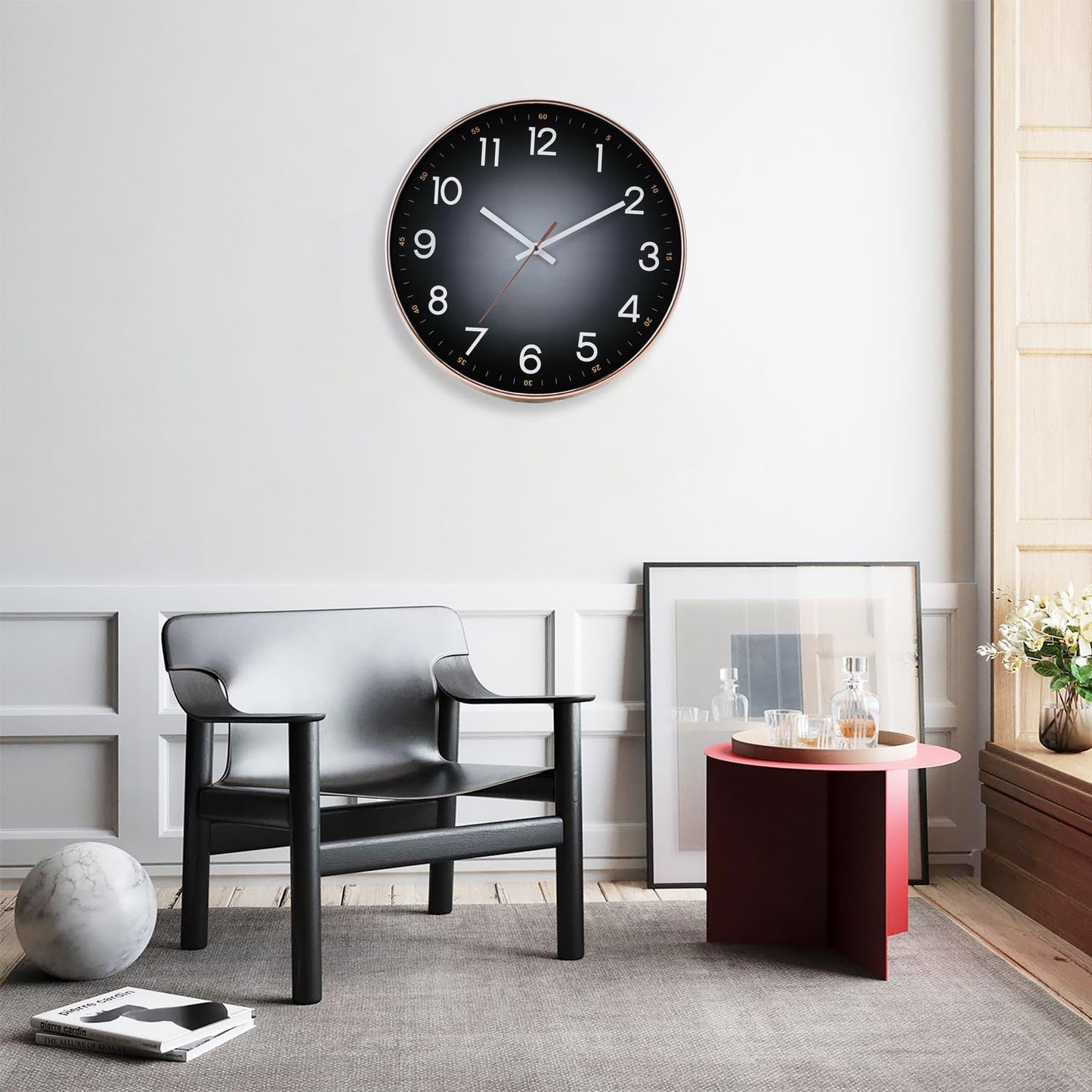 QWANPET Wall Clock,12" Modern Round Wall Clocks,Quality Quartz Silent Non-Ticking Wall Clock,Decor Wall Clocks for Living Room Bedroom Kitchen Home