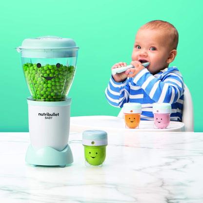 NutriBullet NBY-50100 Baby Complete Food-Making System, 32-Oz, White, Blue, Clear