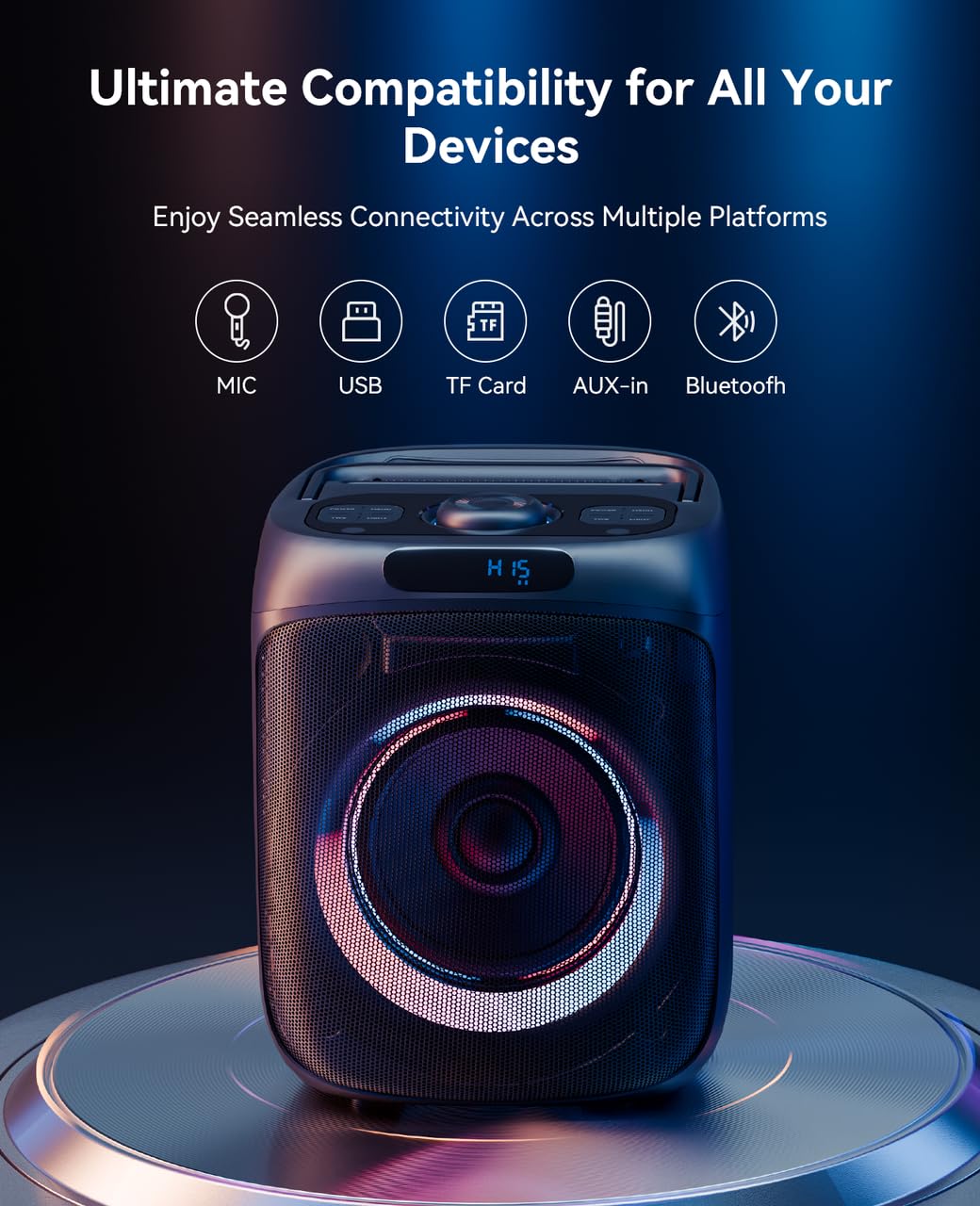 Portable Bluetooth Karaoke Machine with 2 Microphones
