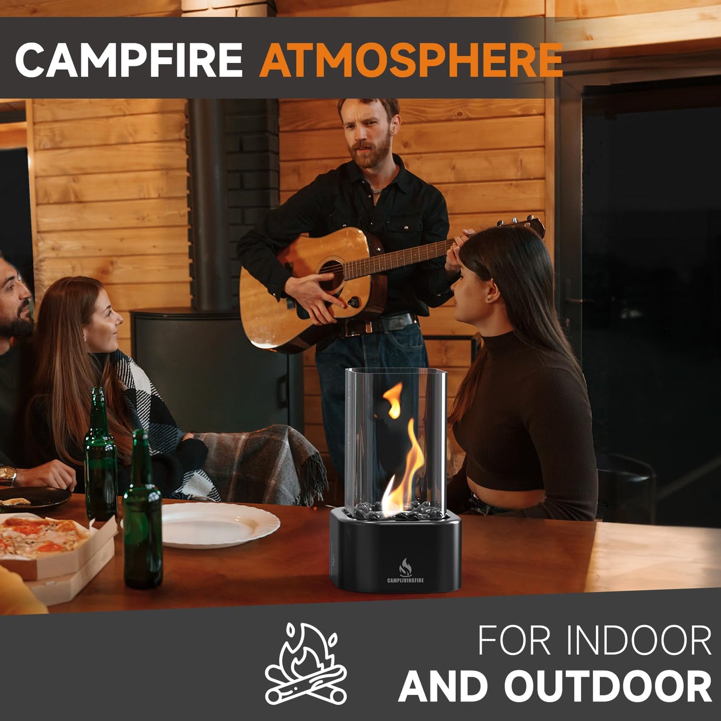 Square Ethanol Tabletop Fire Pit for Patio