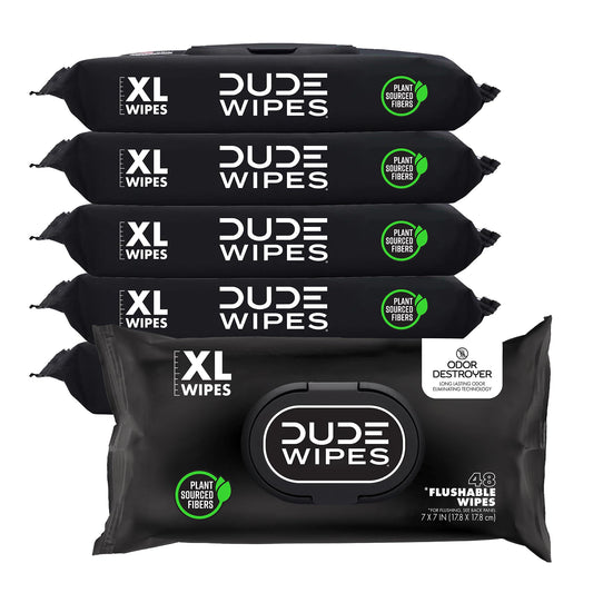 DUDE Flushable Wipes for Adults - 6 Pack