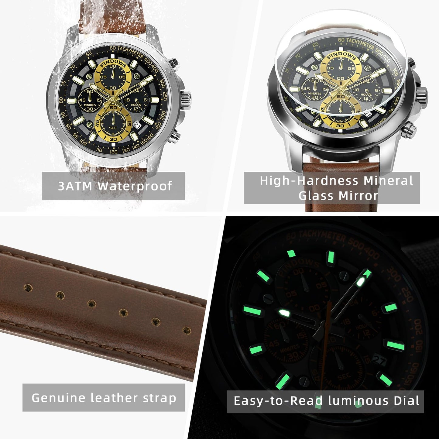 Men's Analog Chronograph Watch by PINDOWS