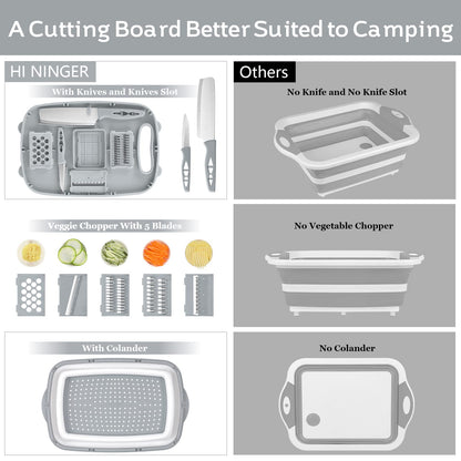 Collapsible Cutting Board with Colander for Camping