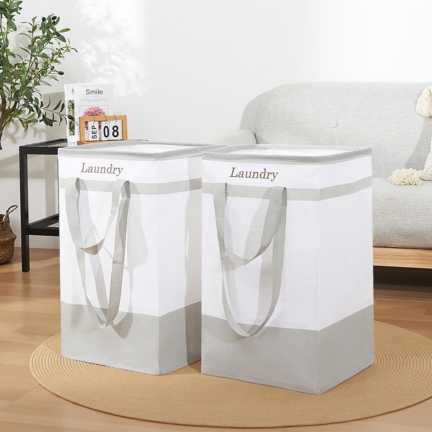 2 Pack Laundry Basket with Easy Carry Handles