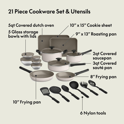 21-Piece BELLA Kitchen Set with Nonstick Coating
