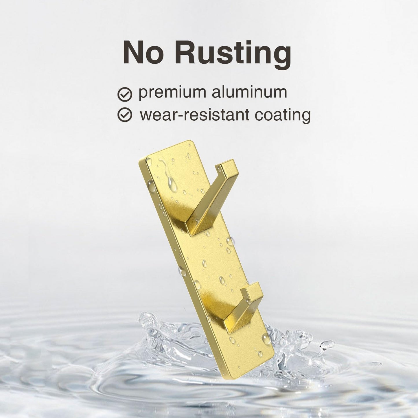 susswiff 6 Pack Gold Adhesive Hooks, Sticky Hooks Extra Strong,Heavy Duty Stick On Wall Door Hooks for Hanging,Bathroom Tower Hooks,Coat Hooks Robe Hook Wall Mounted, Kitchen Hallway Hooks,Stainless