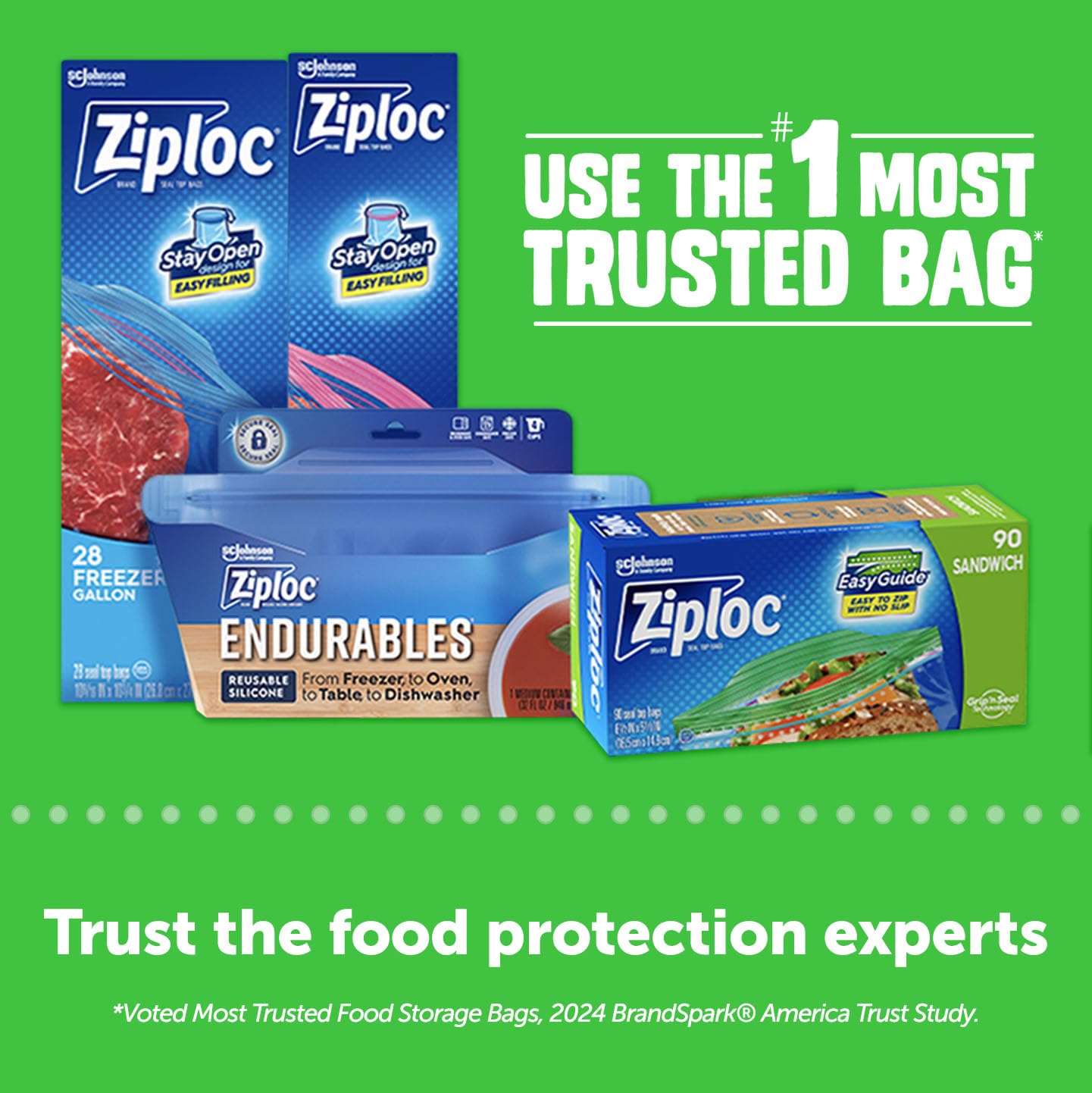 Ziploc XL Sandwich and Snack Bags with EasyGuide Texture, Plastic Storage Bags with Grip 'n Seal Technology, 90 Bags Total