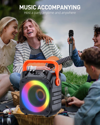 Portable Karaoke Machine with 2 Wireless Microphones