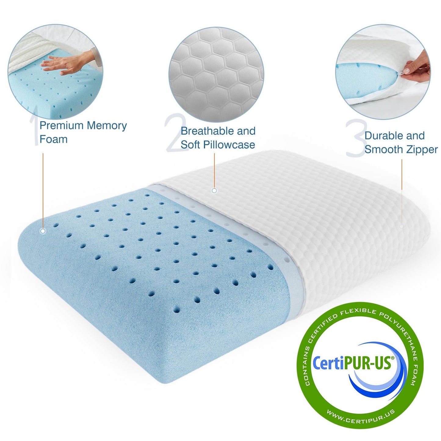 Cooling Memory Foam Pillow for Side Sleepers