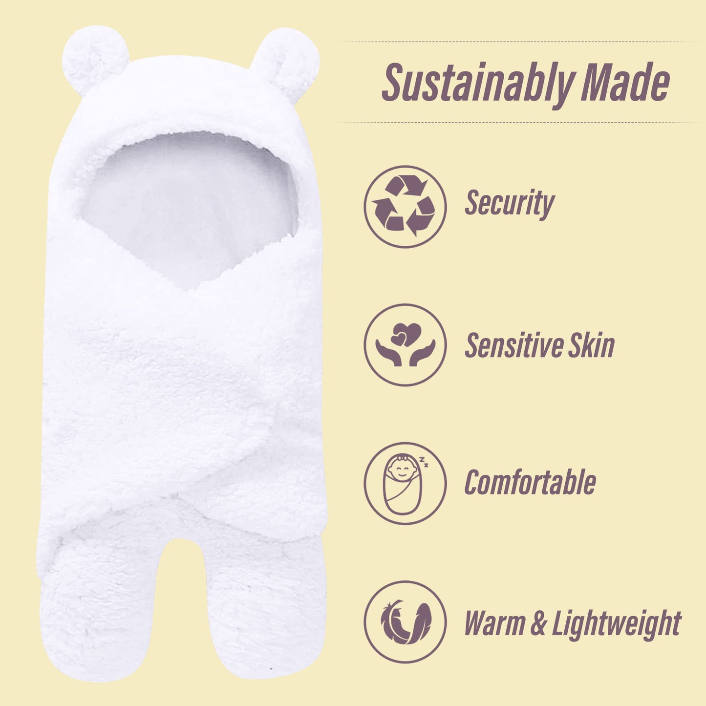 2 Pack Ultra Warm Sherpa Plush Baby Sleeping Swaddle Wrap - Newborn Essentials Must Haves for 0-6 Months - Baby Shower Registry Search Gifts for Boys Girls - Baby Stuff Accessories (Grey and White)