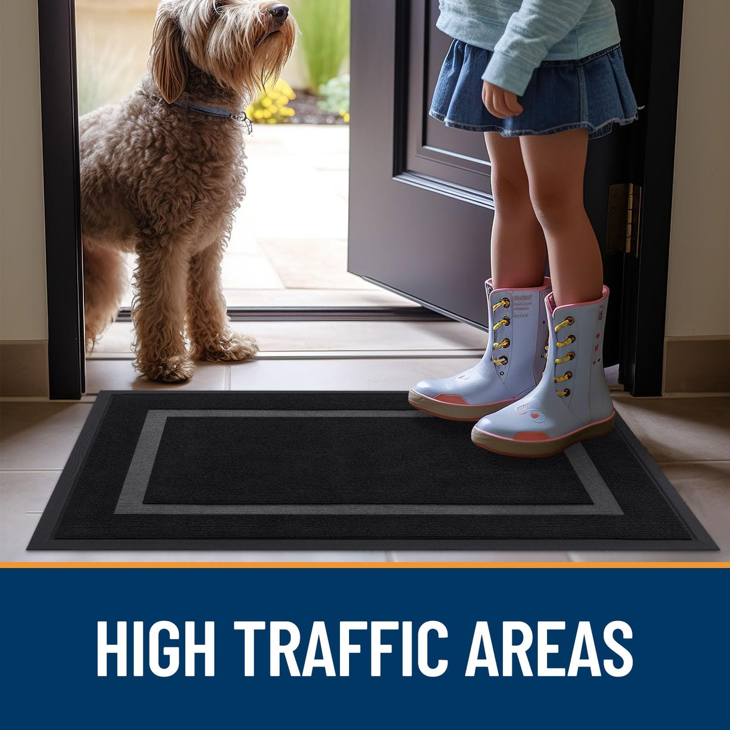 OLANLY Waterproof Indoor Outdoor Doormat, Low Profile